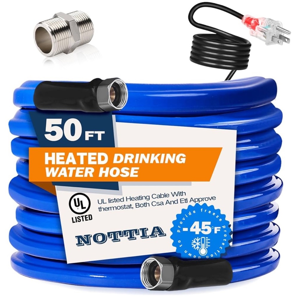 Amazon Blue Heated Water Hose with Metallic Fittings